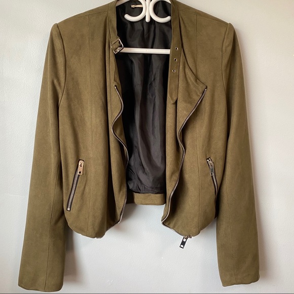 Olive Suede Jacket - Picture 2 of 11